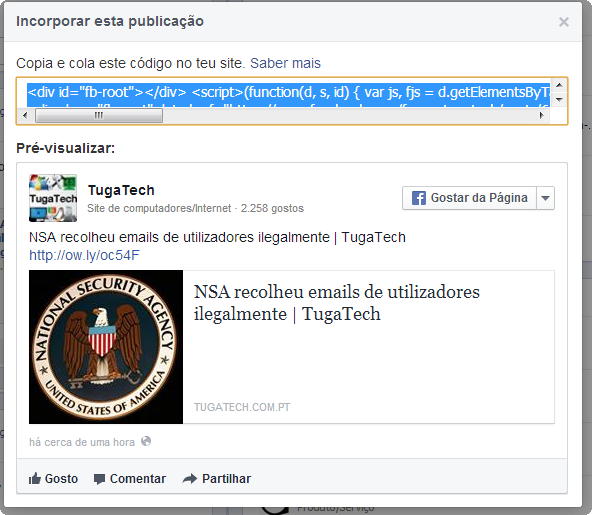 Facebook embebed