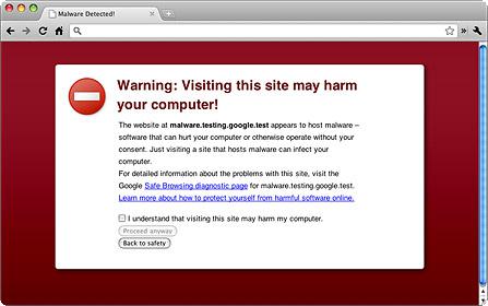 Pagina de alerta do Google Chrome