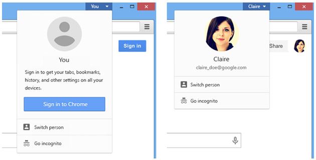 chrome múltiplos utilizadores