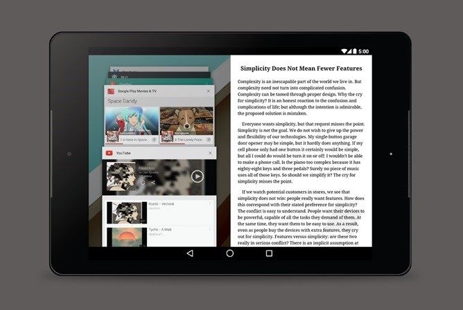 Android ecrã dividido