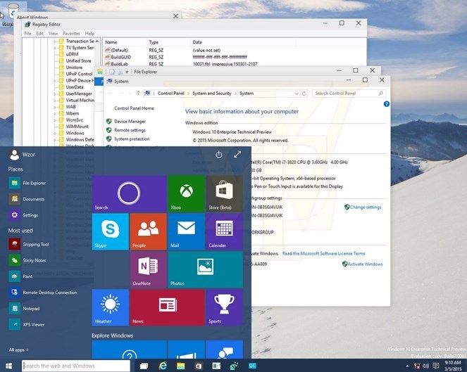 windows 10 iniciar transparente