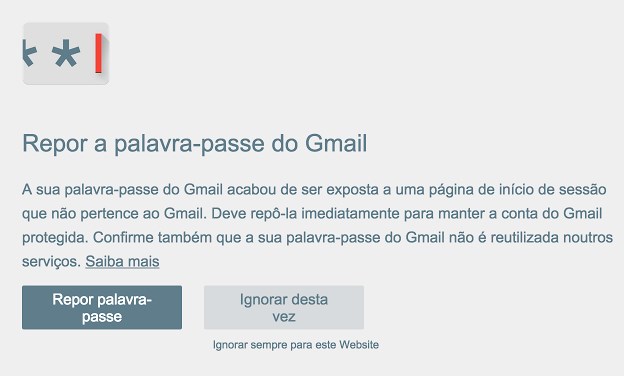 alerta de password chrome