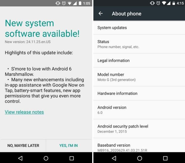 moto g android atualização 2015