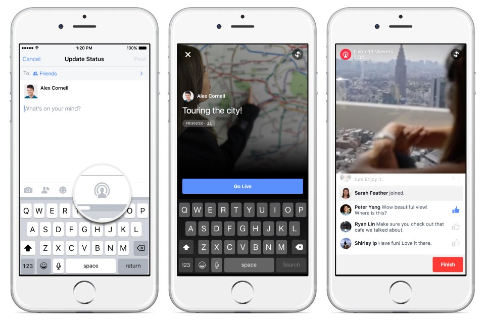 facebook em directo