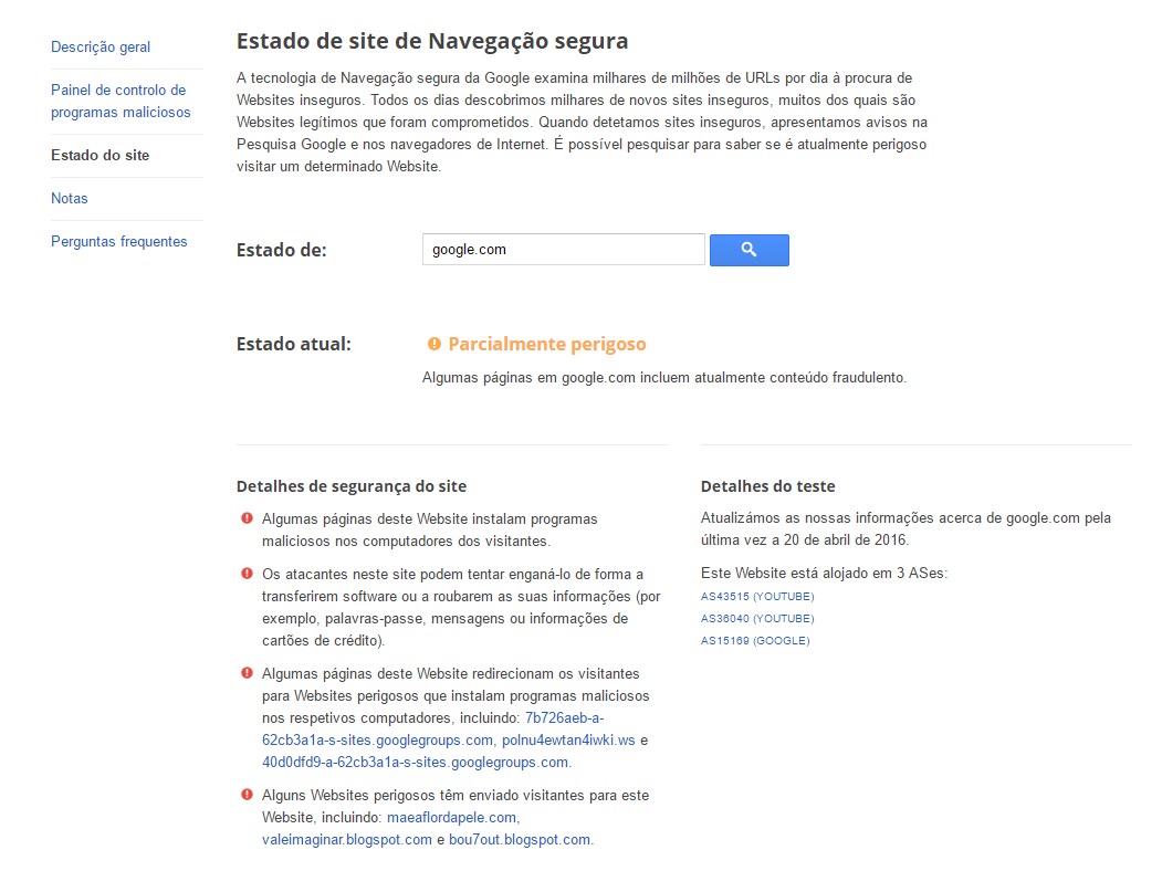 Estado de segurança da Google
