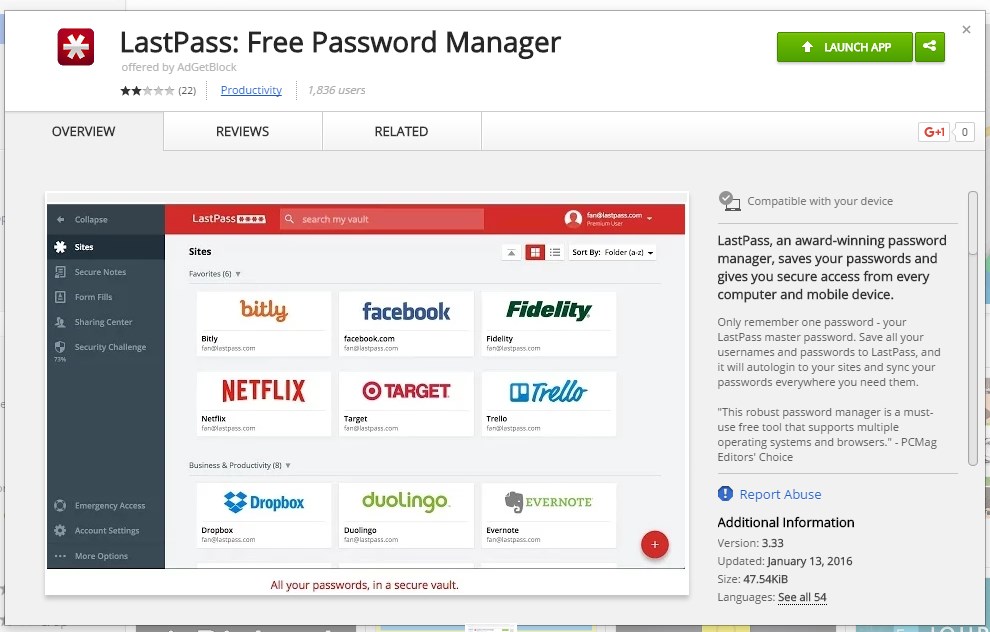Falsa extensão do LastPass