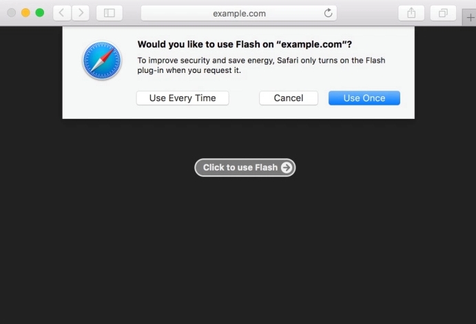 Safari e o flash