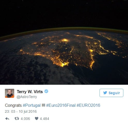 Tweet do astronauta
