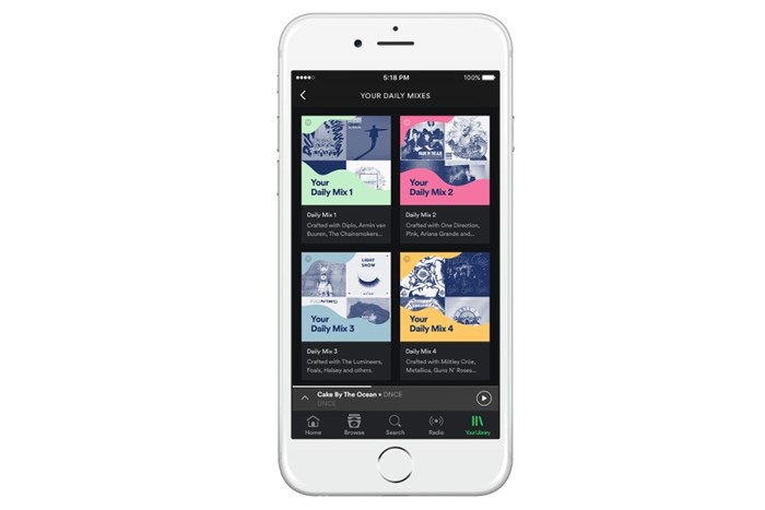 spotify em ação nas novas playlists diárias