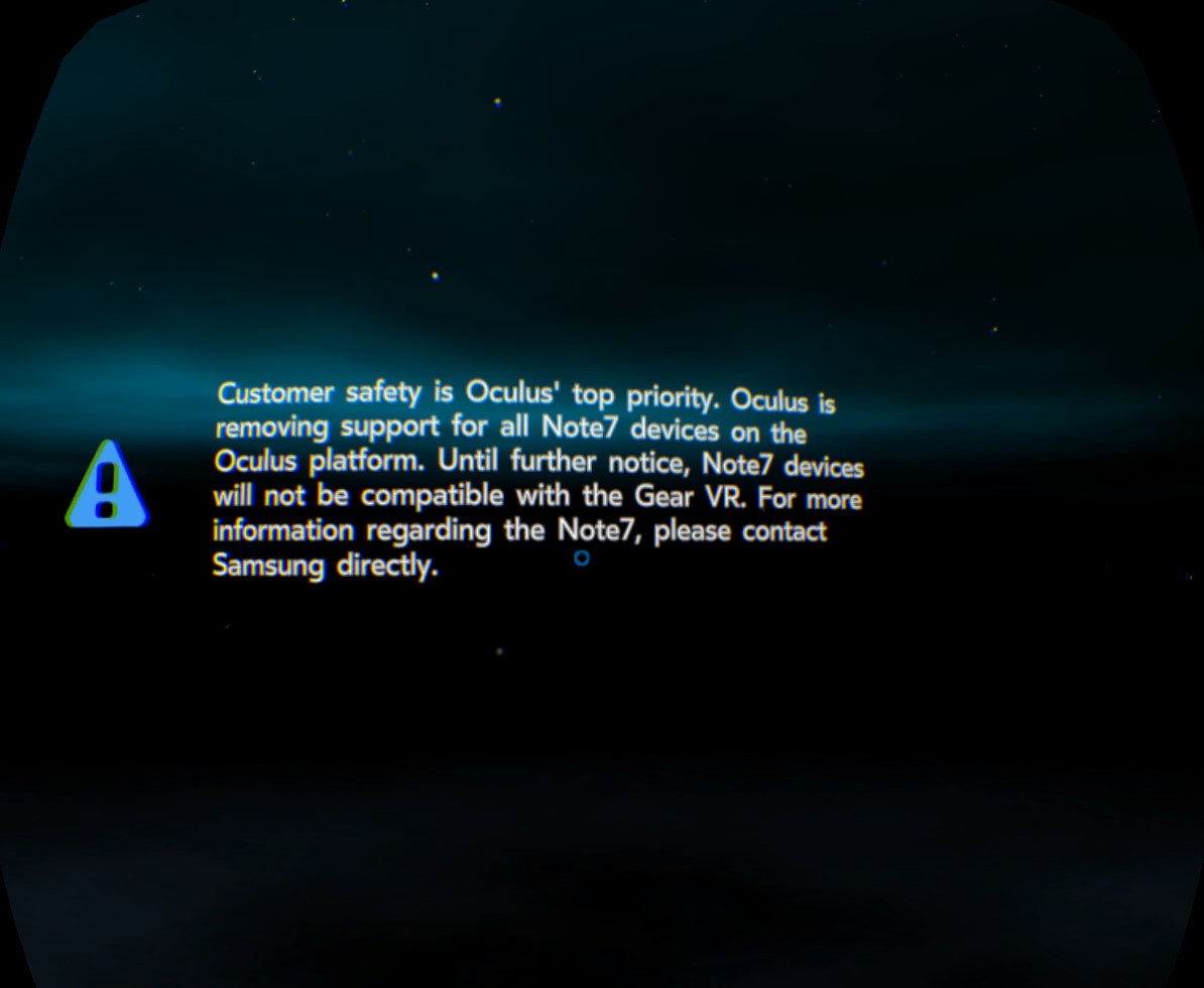 mensagem de erro no oculus