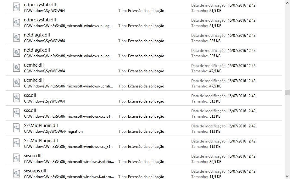 lista de ficheiros dll
