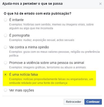 notificar sobre noticia falsa