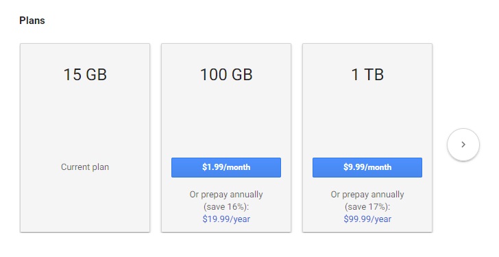 google drive novos planos
