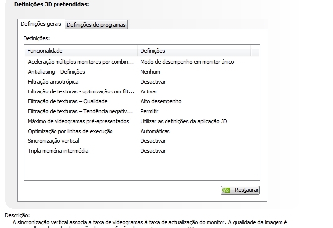 Painel de Controlo NVidia Pg