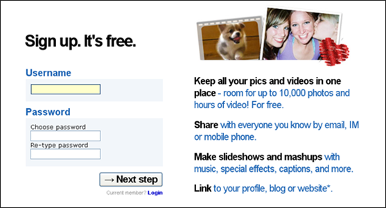Upload de Imagens com o Photobucket Signupimage
