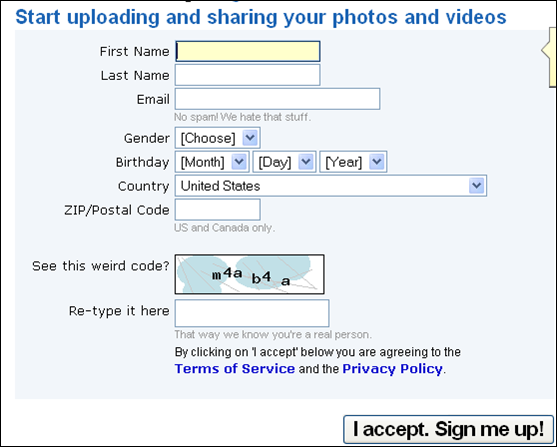 Upload de Imagens com o Photobucket Signupimage2