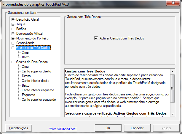 Multi-touch em todos ou quase os touchpad Synaptics… Multi-Touchpad