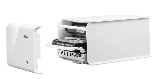 NAS-M25, backup de 4TB onde cabem mais de 2.000.000 MP3s ASUS-PR-NAS-M25-front-open