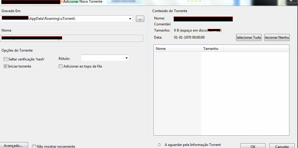 Duvidas configuração do utorrent... Parou de descarregar... OCBf9